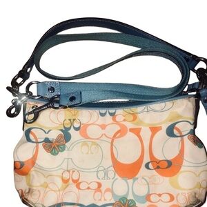 Coach Optic butterfly Blue and Orange Patterned Shoulder Bag